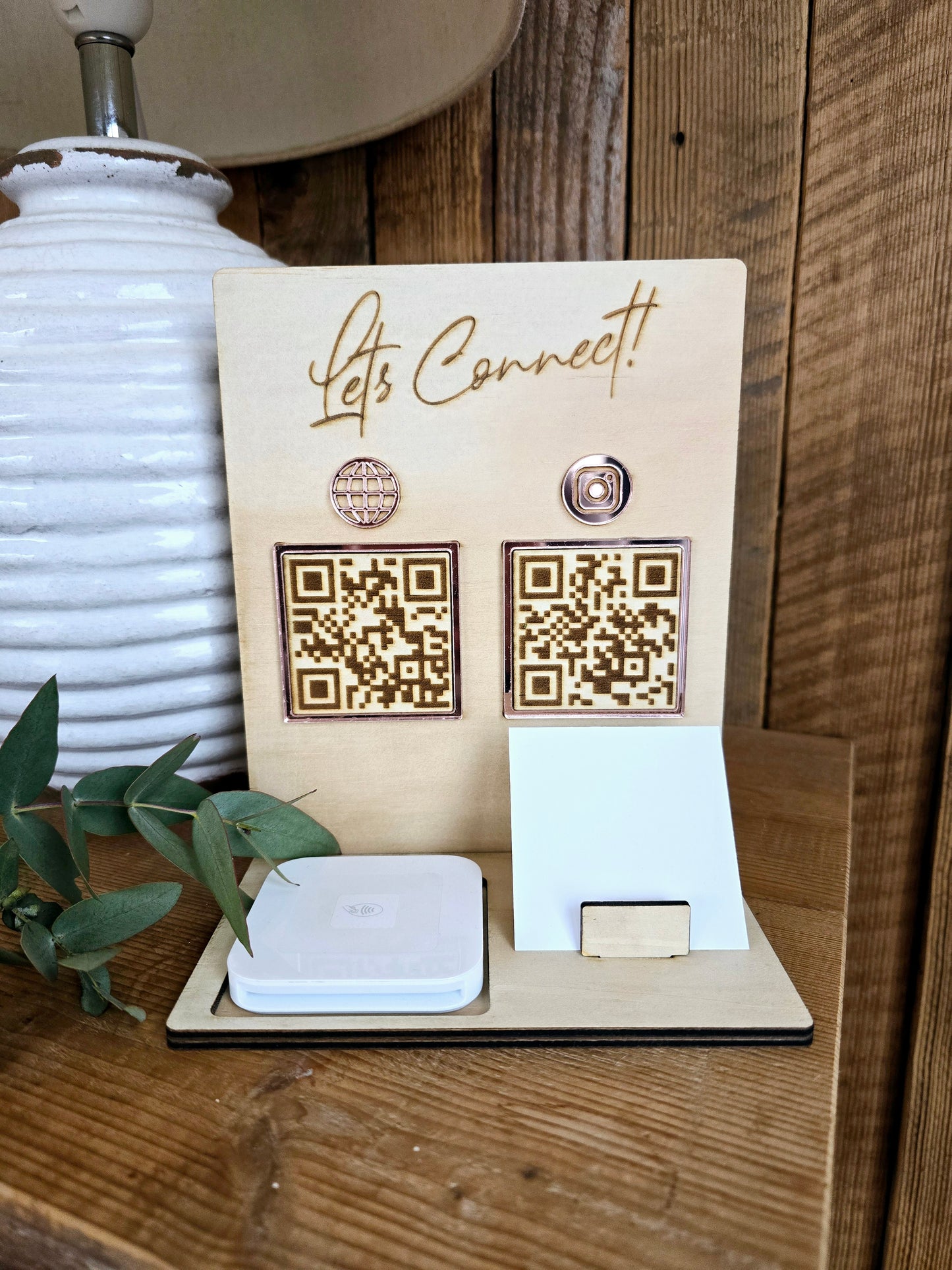 QR Code 'Lets Connect' Timber Sign