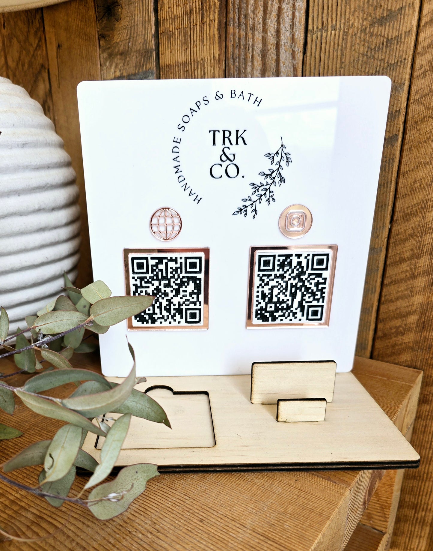 QR Code Acrylic Sign with Square Reader & Card Holder