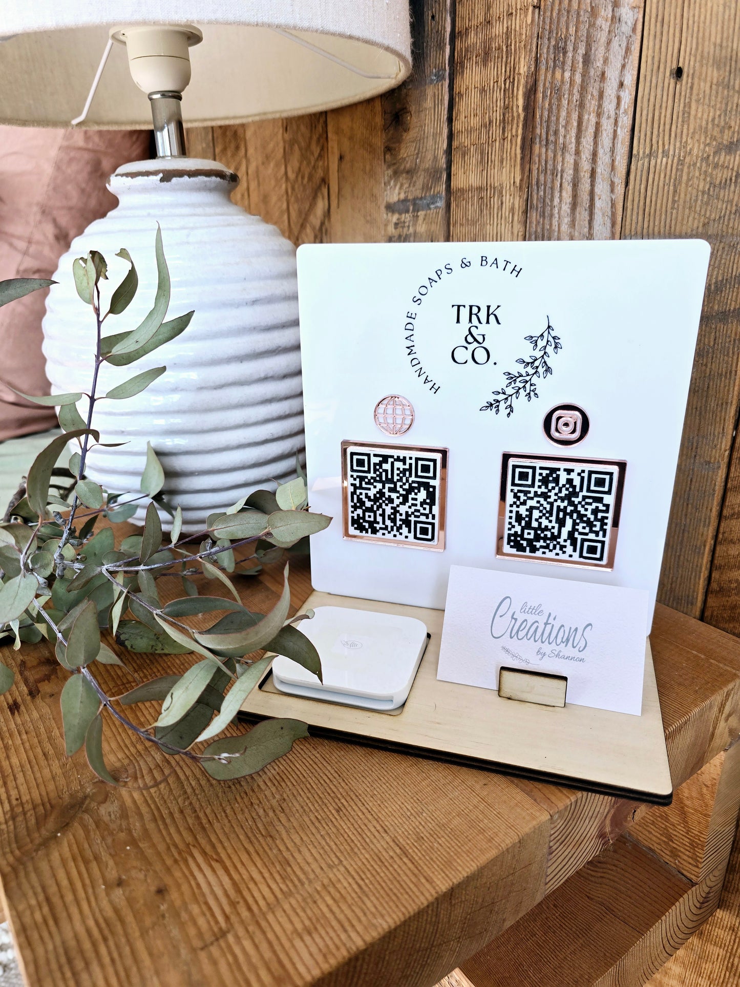 QR Code Acrylic Sign with Square Reader & Card Holder
