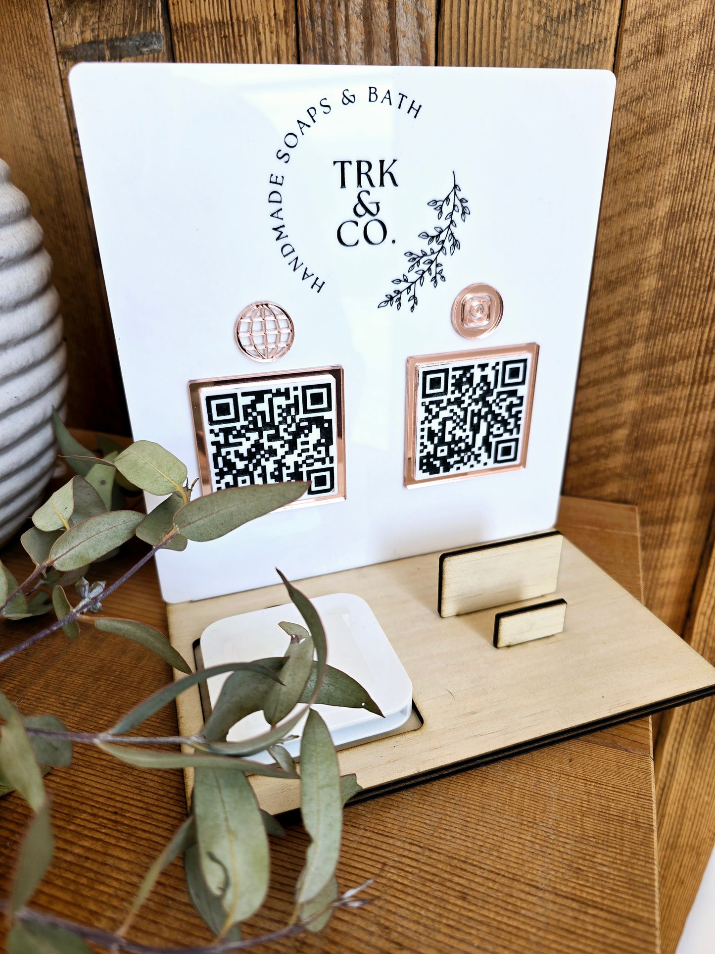 QR Code Acrylic Sign with Square Reader & Card Holder