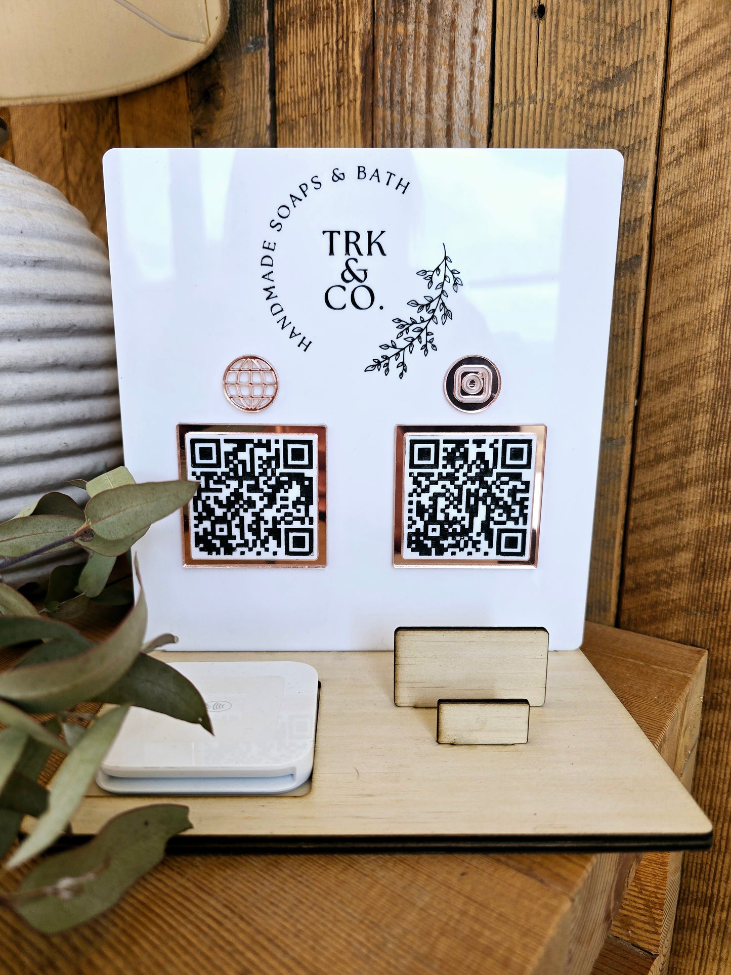 QR Code Acrylic Sign with Square Reader & Card Holder