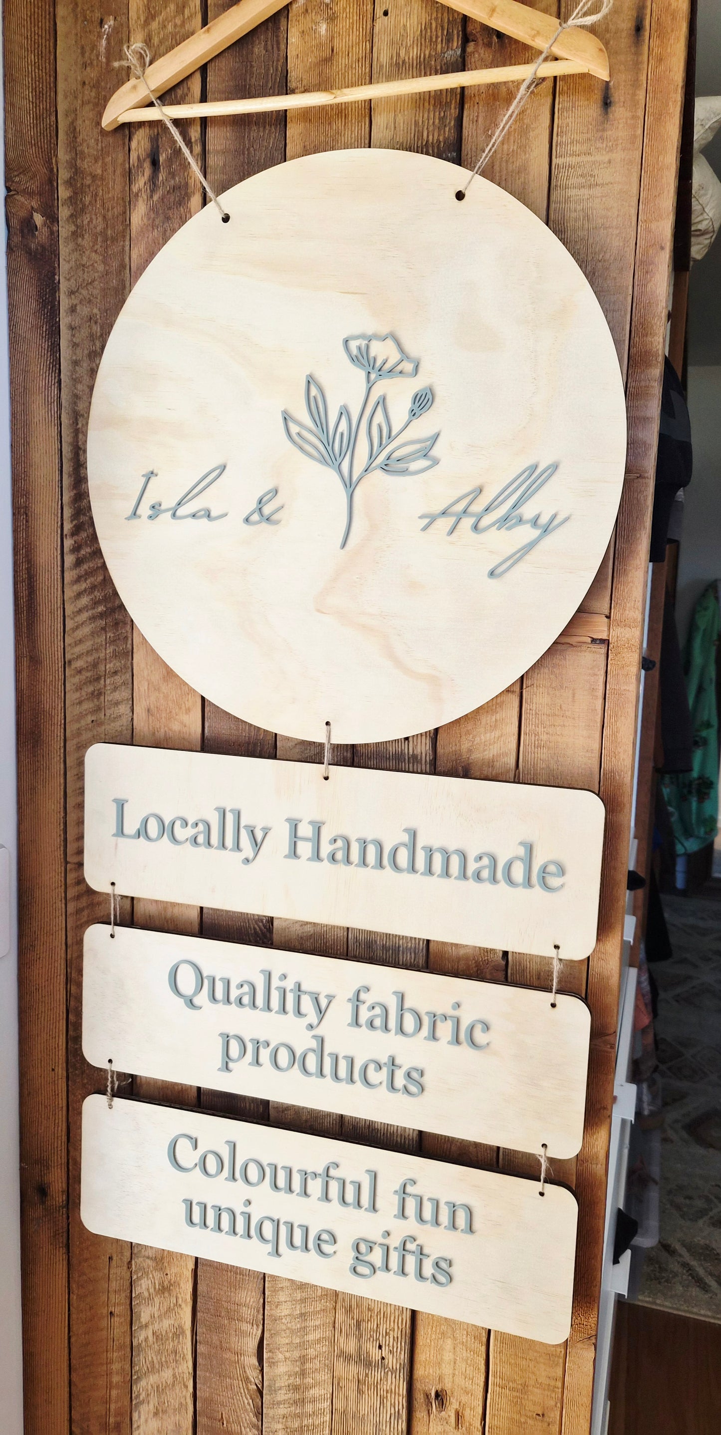 Hanging Market Sign - Acrylic Embossing