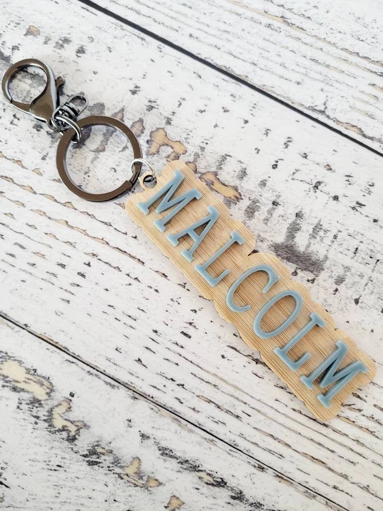 Bamboo/Acrylic Bag Tags / Keyrings