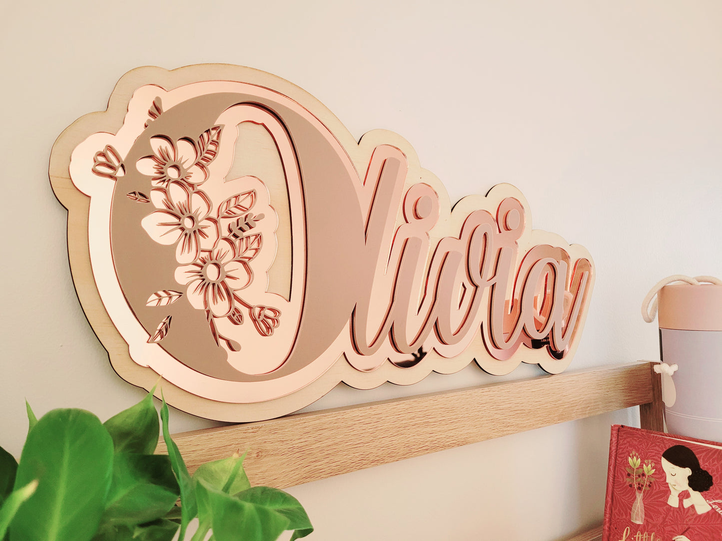 Triple Layer Floral Name Sign