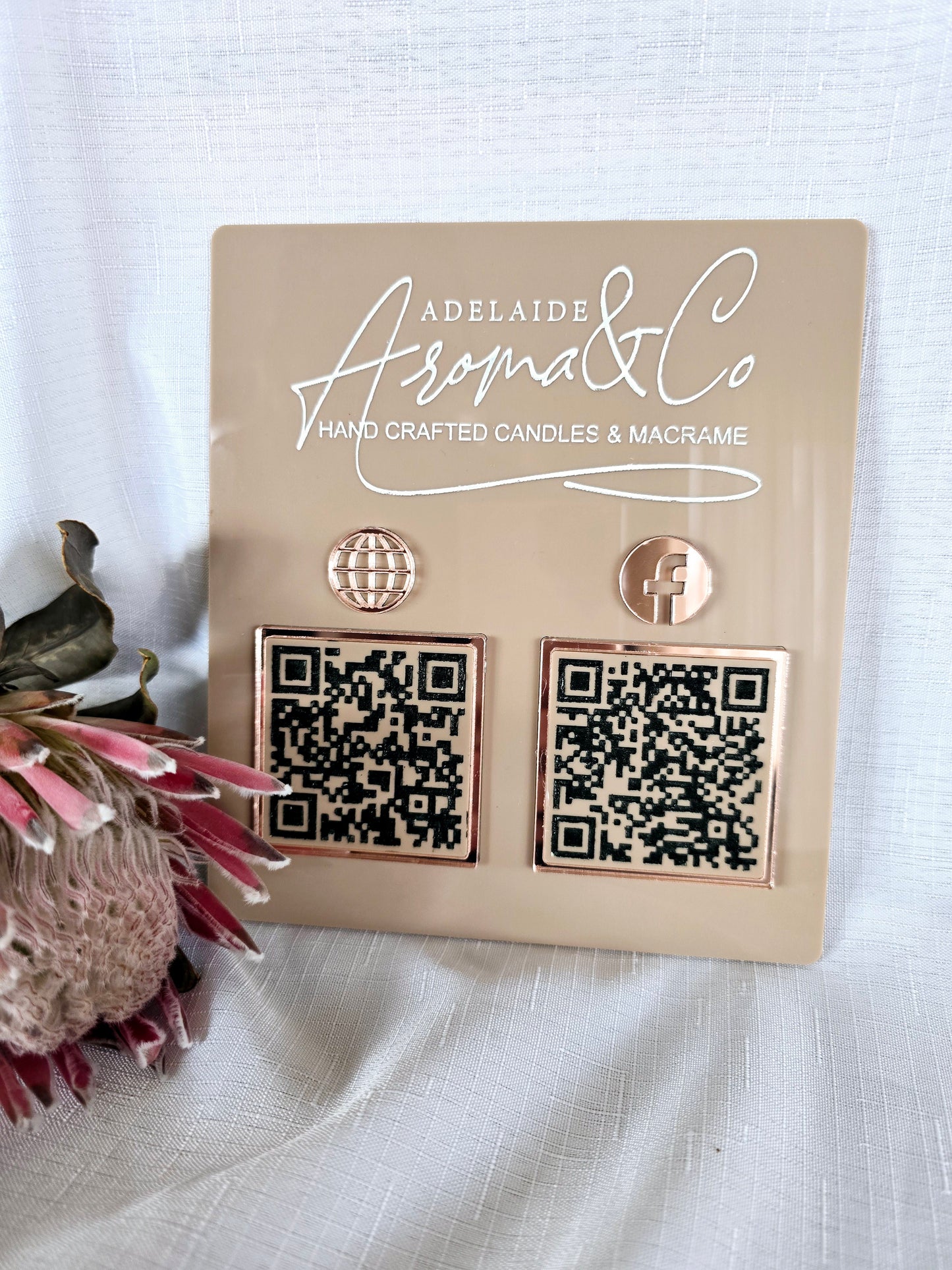 QR Code Acrylic Sign with Timber Stand