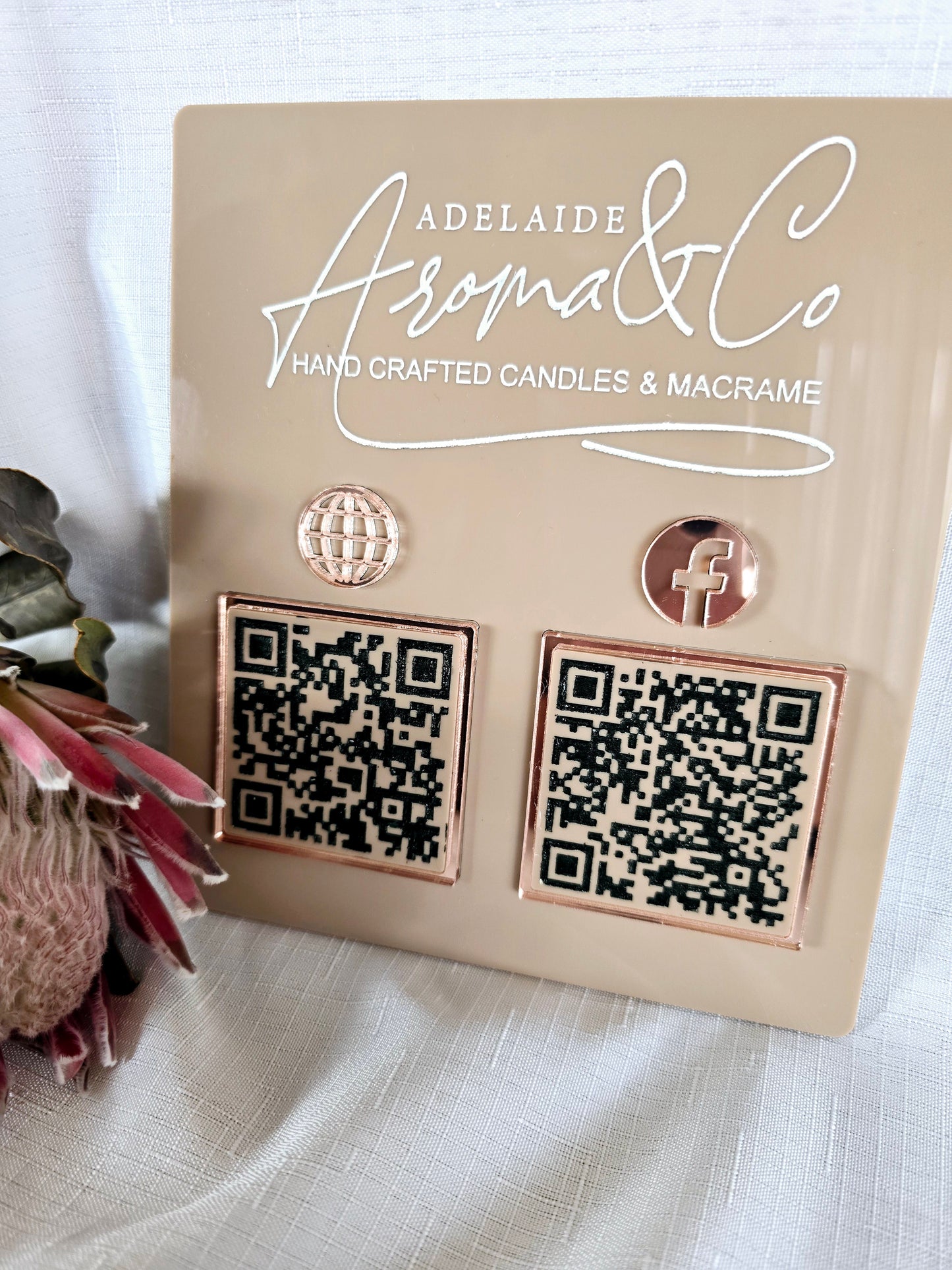 QR Code Acrylic Sign with Timber Stand
