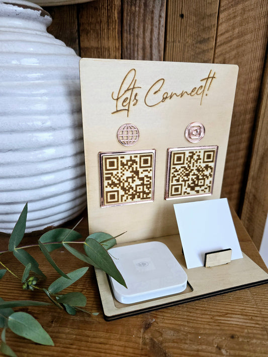 QR Code 'Lets Connect' Timber Sign