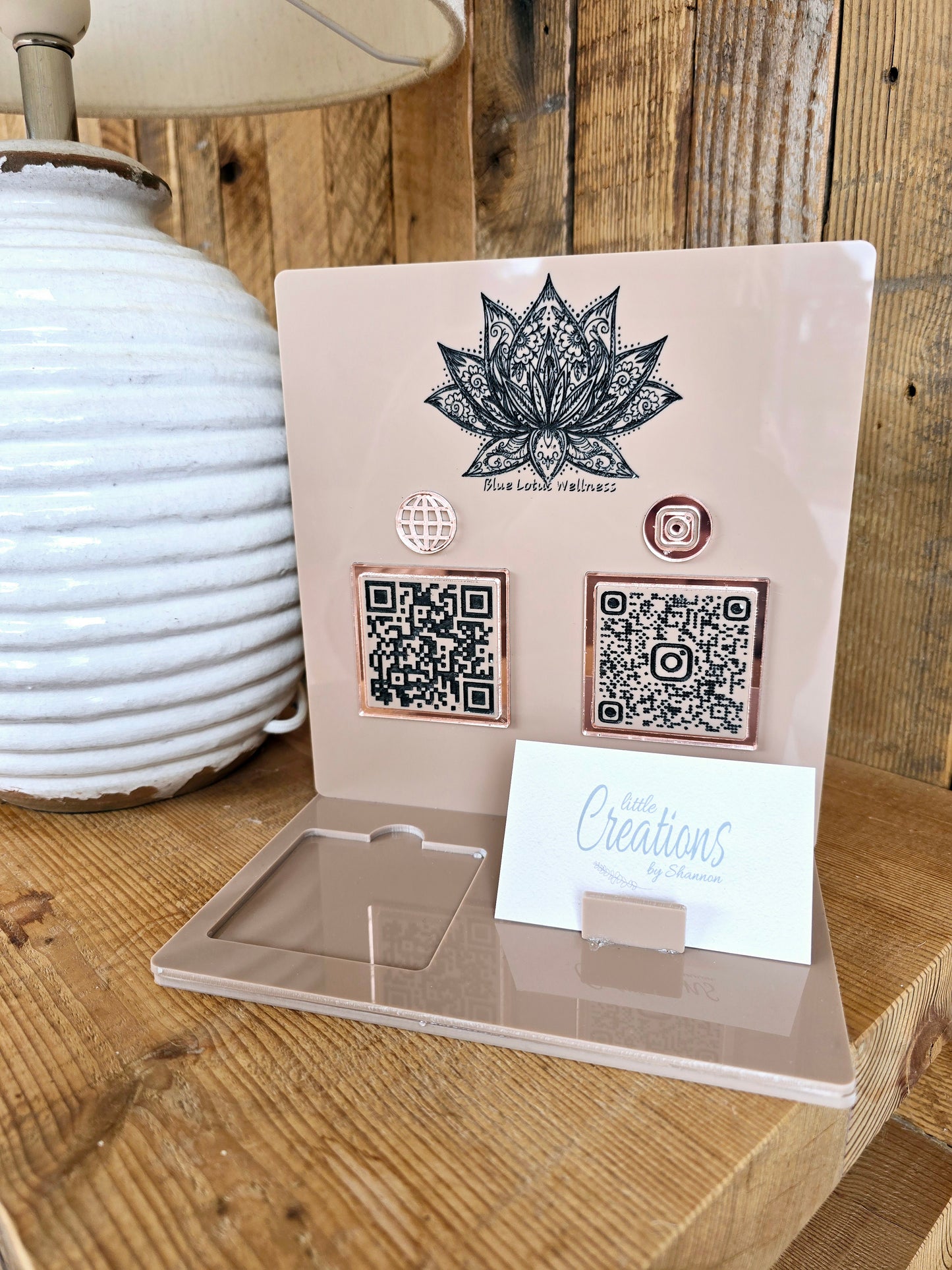 QR Code Acrylic Sign with Square Reader & Card Holder