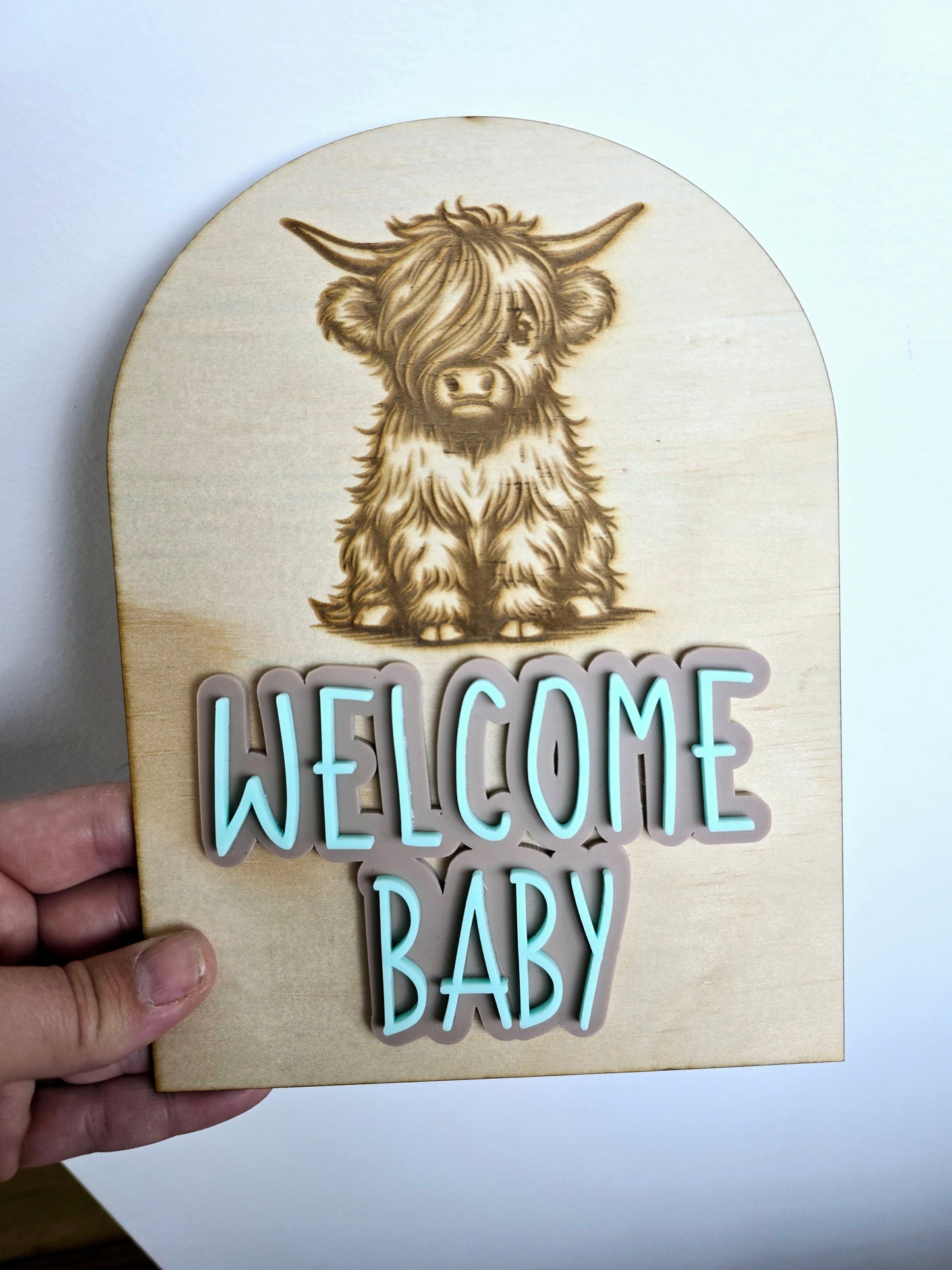 Highland Cow 'WELCOME BABY' Sign