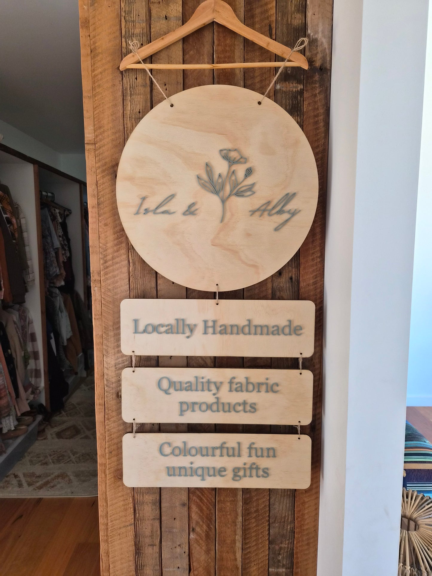 Hanging Market Sign - Acrylic Embossing