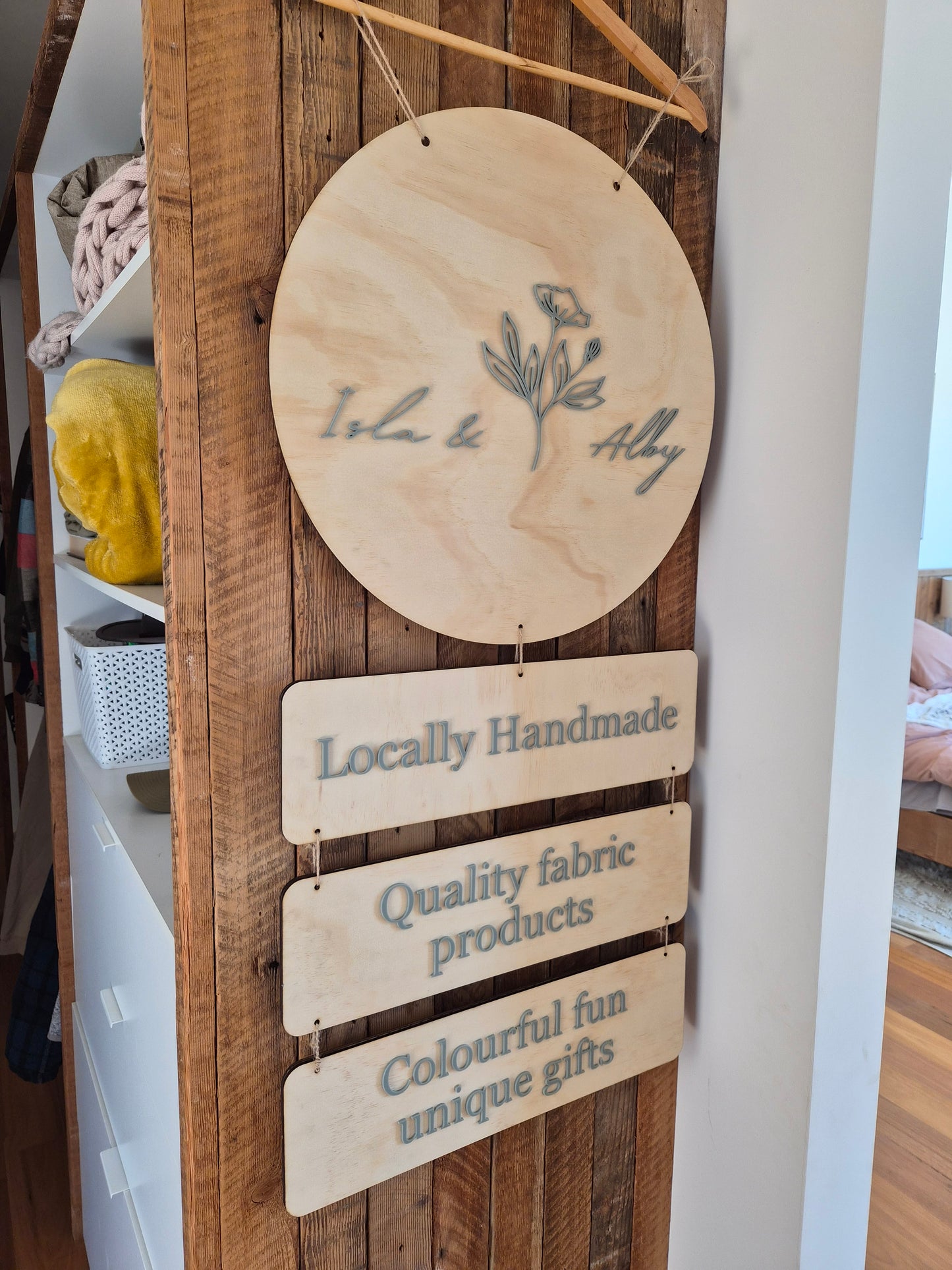 Hanging Market Sign - Acrylic Embossing
