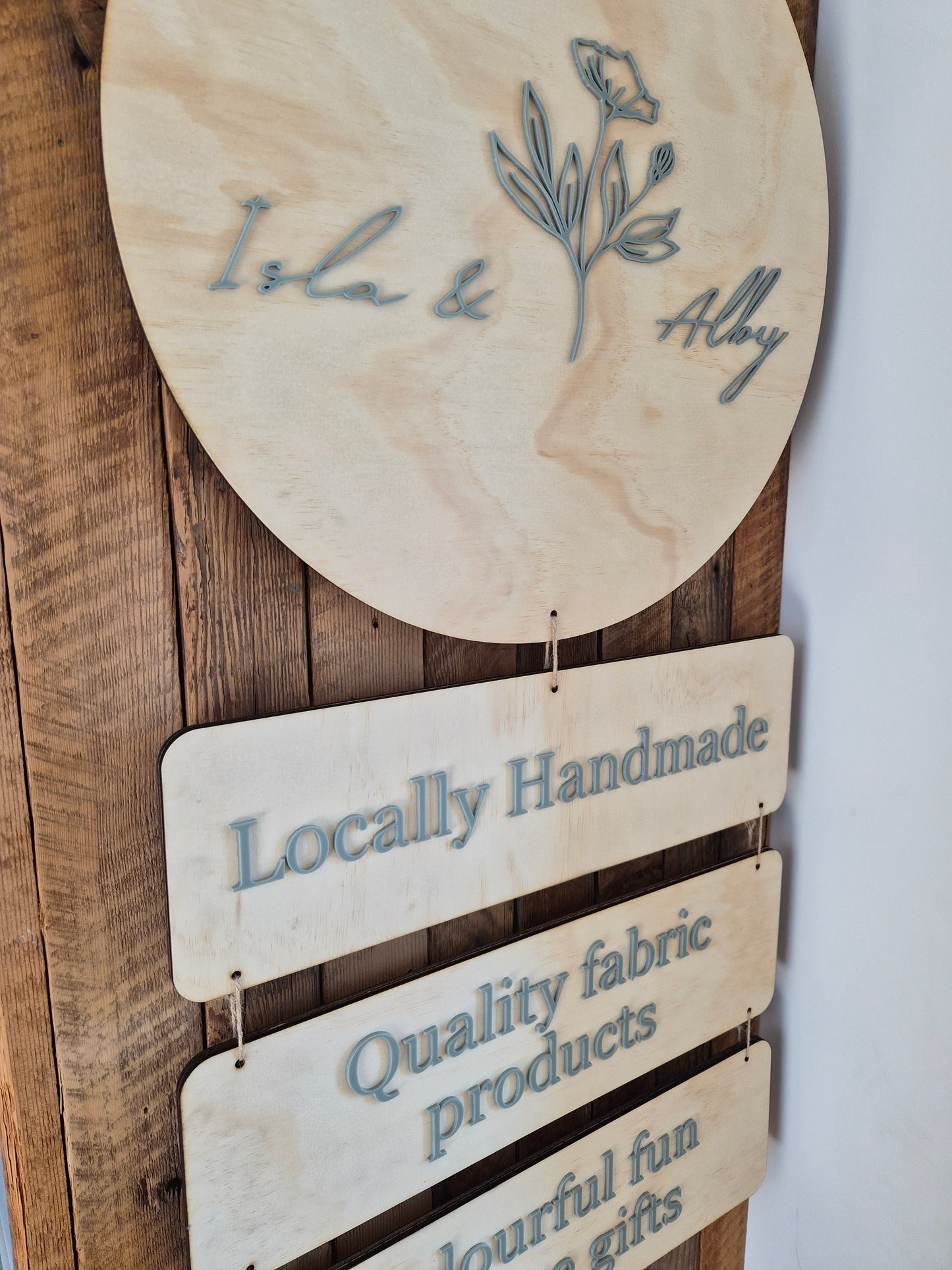 Hanging Market Sign - Acrylic Embossing