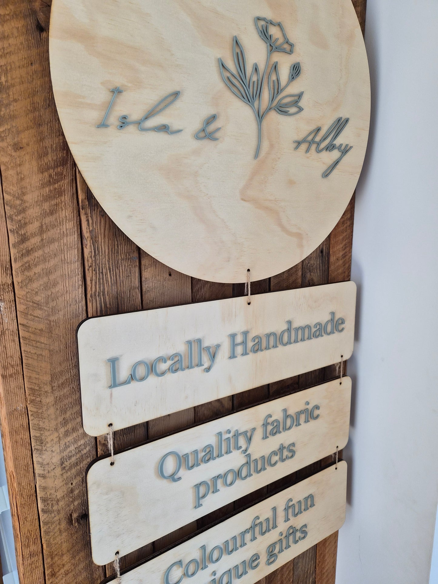 Hanging Market Sign - Acrylic Embossing