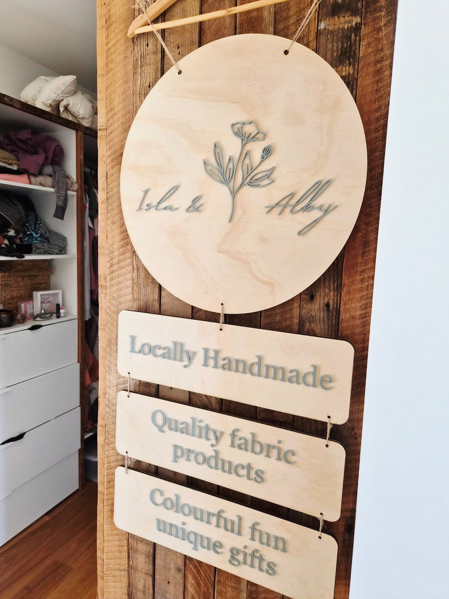 Hanging Market Sign - Acrylic Embossing