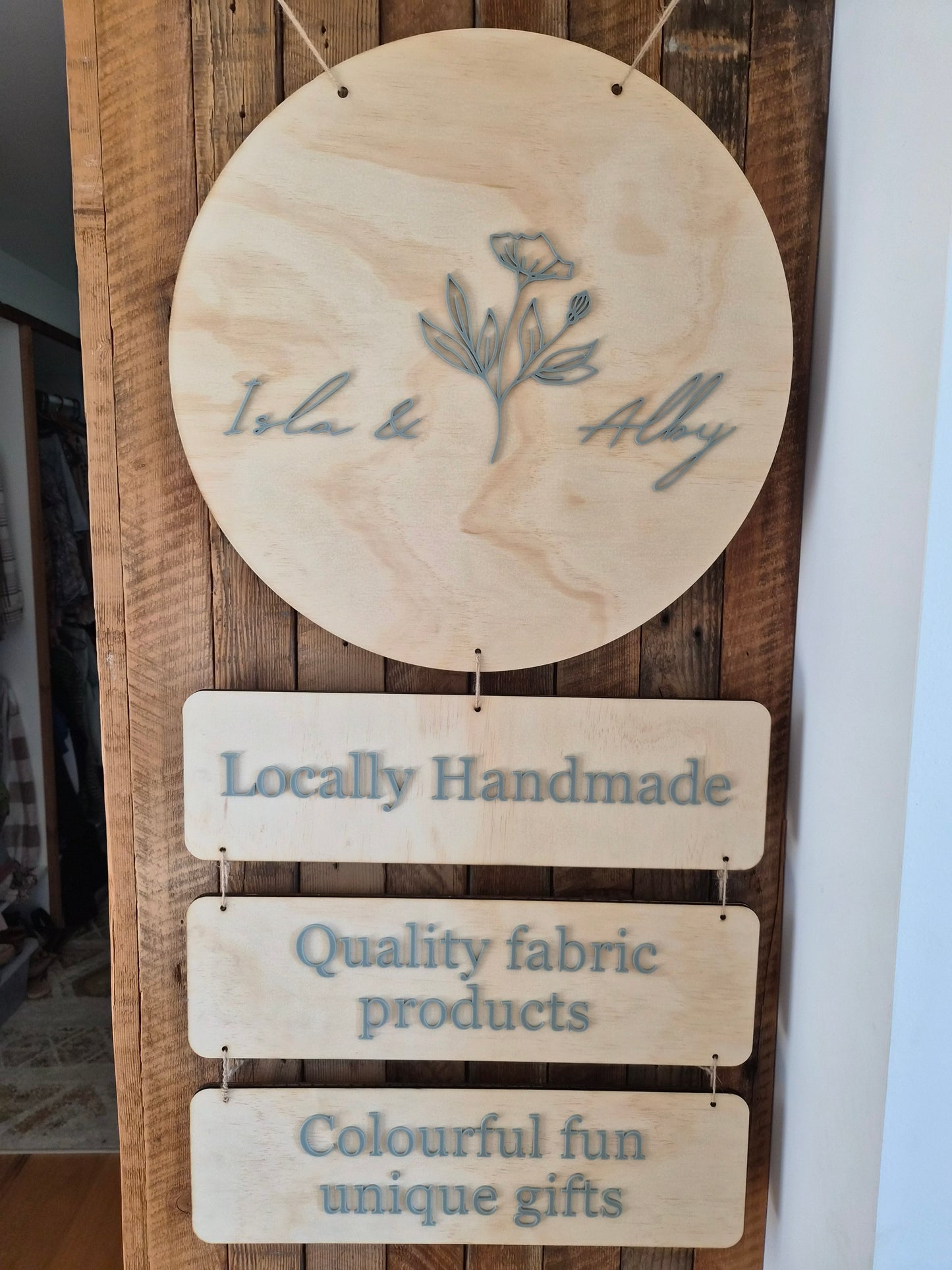 Hanging Market Sign - Acrylic Embossing