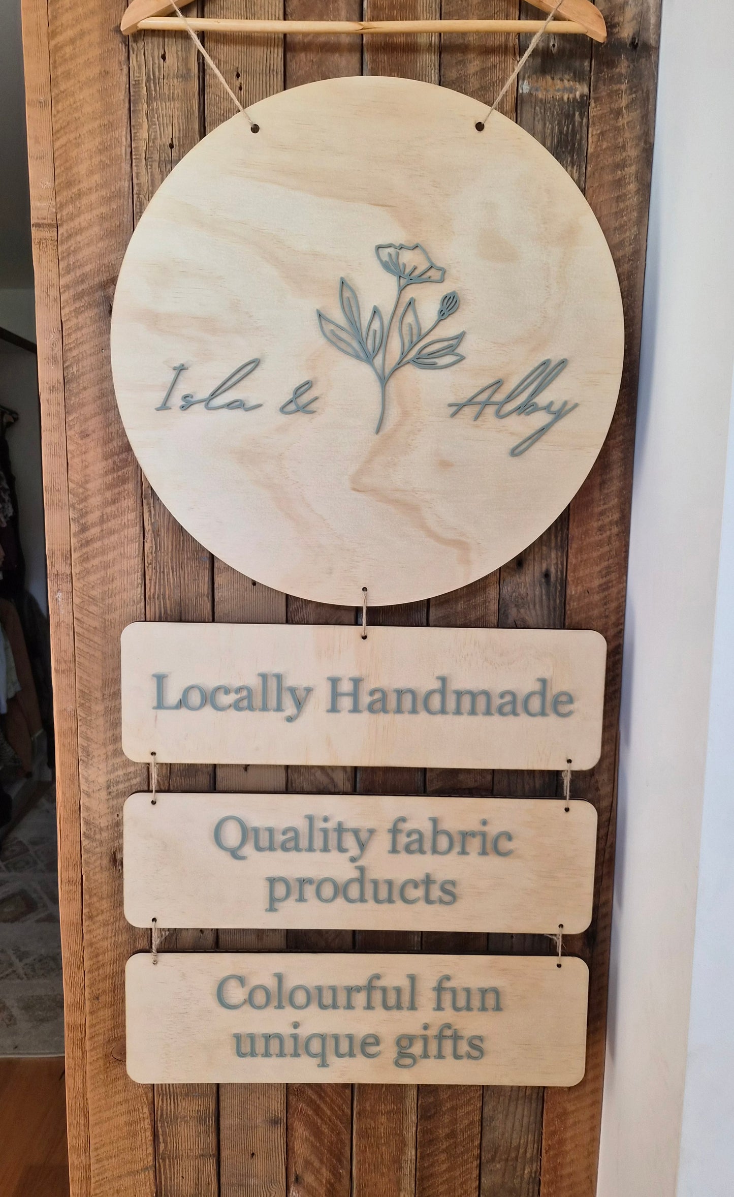 Hanging Market Sign - Acrylic Embossing