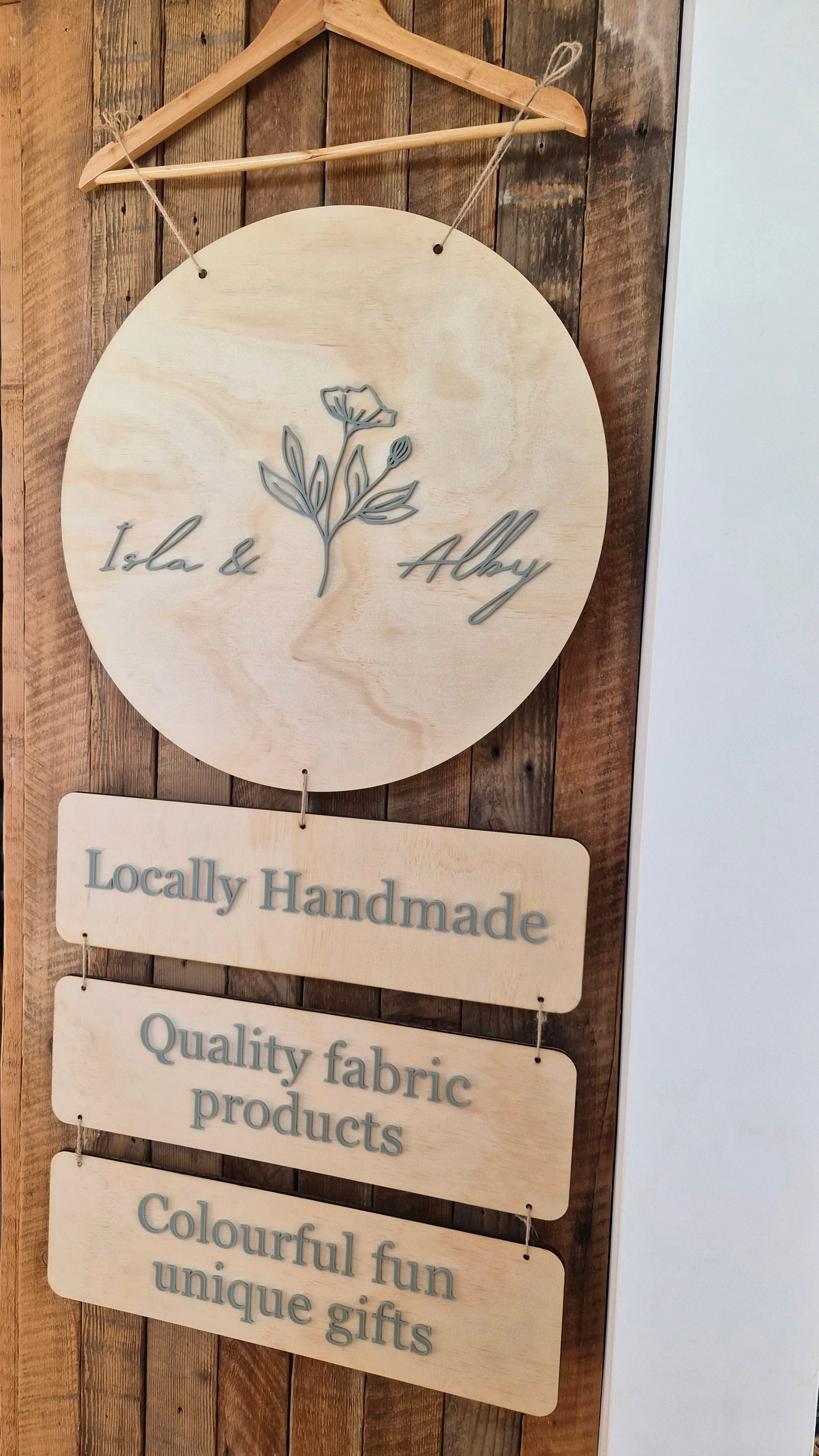 Hanging Market Sign - Acrylic Embossing