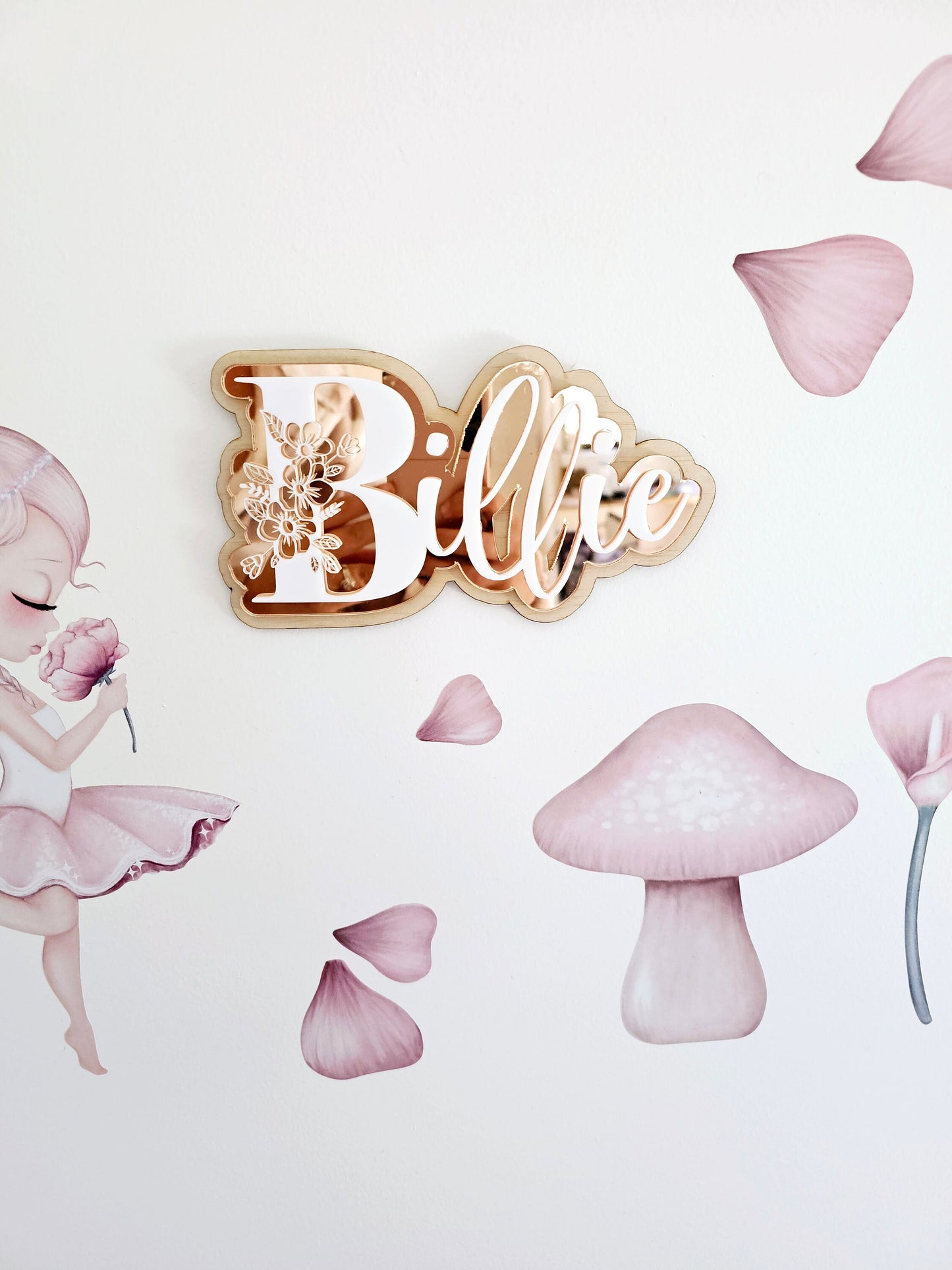 Triple Layer Floral Name Sign