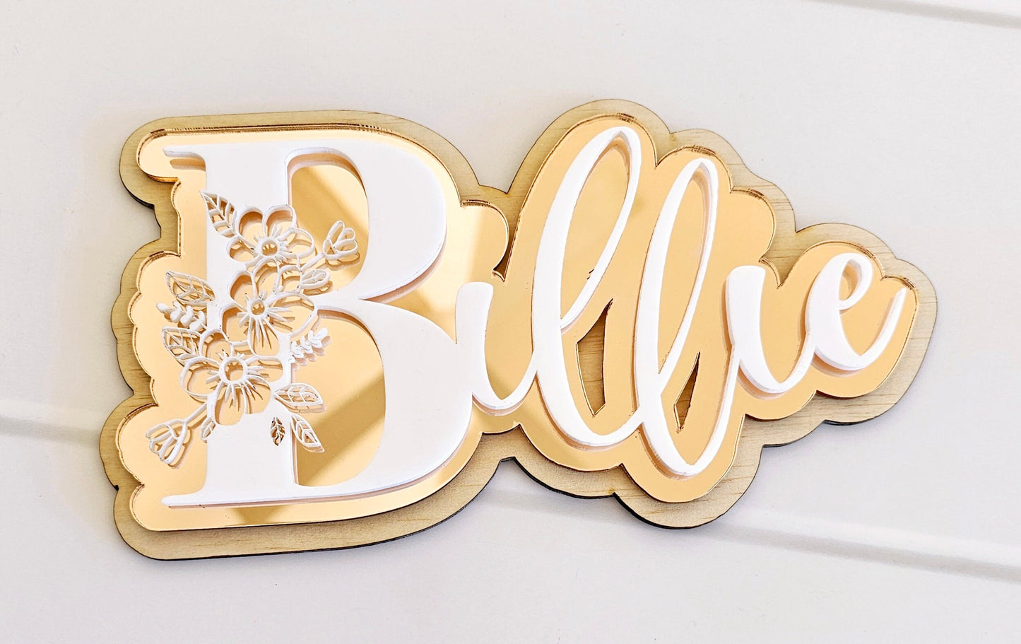 Triple Layer Floral Name Sign