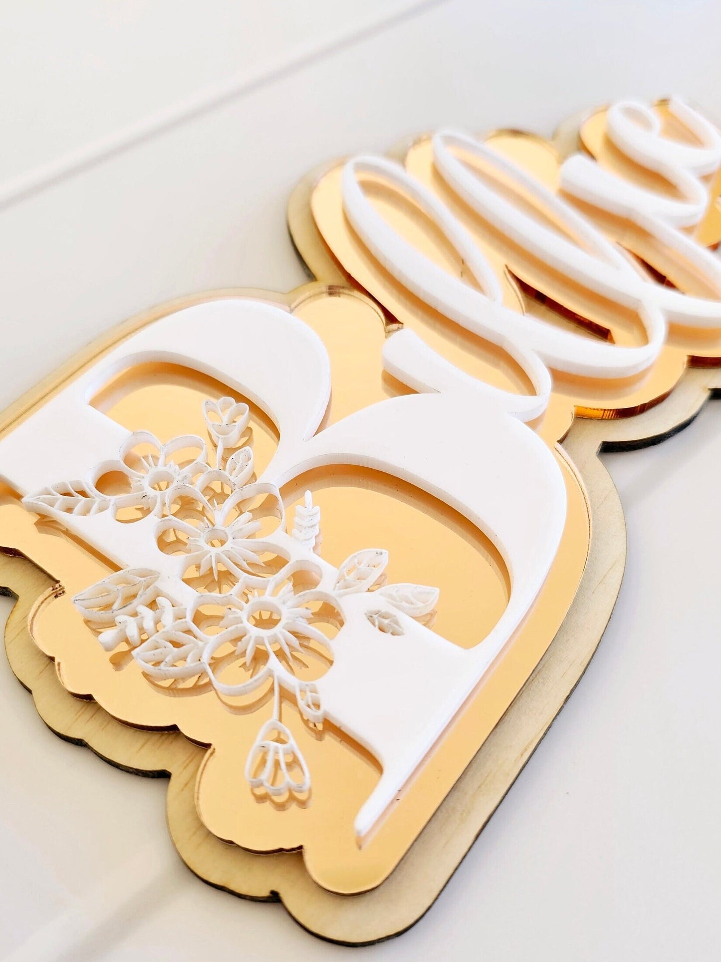 Triple Layer Floral Name Sign