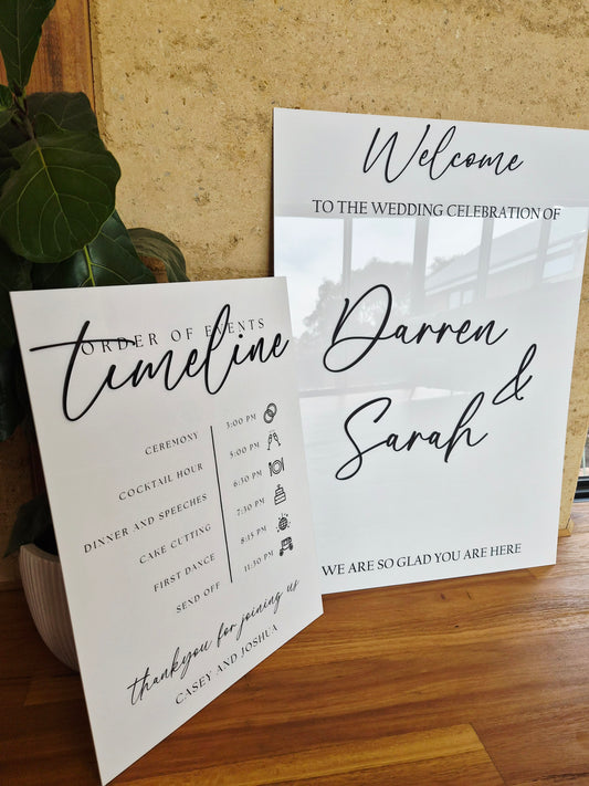 A1 Acrylic Welcome Sign & A1 Timeline of Events